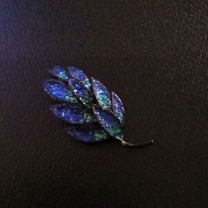 Blue and Green Leaf Brooch